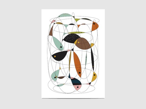 Fishing net - The "Fishing net" print is inspired by the mid-20th century interior design.

It is an open edition print, not signed. If you would like my signature on your print, please tell me so.