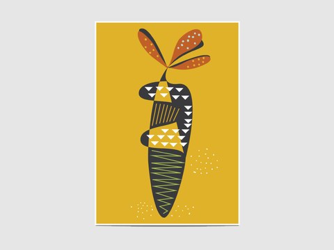 Carrot - The "Carrot" print is inspired by the mid-20th century interior design.

It is an open edition print, not signed. If you would like my signature on your print, please tell me so.