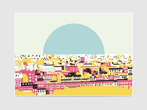Rooftop view 1 - The "Rooftop view 1" is part of the geometric collection "Lanscapes".
It is an open edition print, not signed. If you would like my signature on your print, please tell me so.