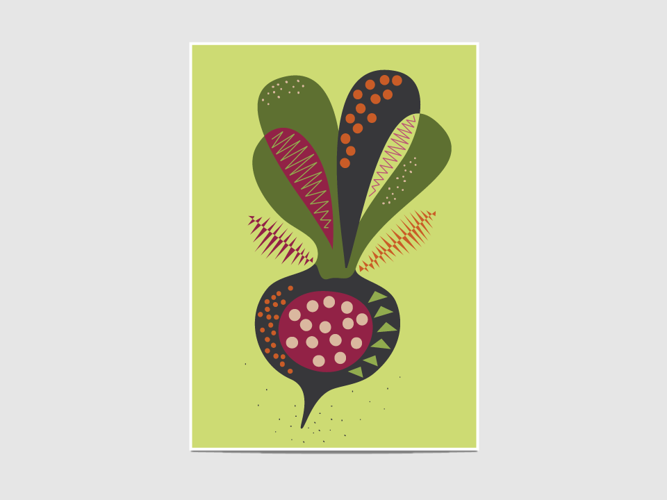 Beetroot - "Beetroot" print is inspired by the mid-20th century interior design.

It is an open edition print, not signed. If you would like my signature on your print, please tell me so.