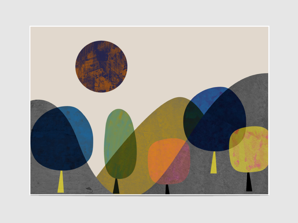Trees and mountains - "Trees and mountains" is part of the geometric collection "Lanscapes".
It is an open edition print, not signed. If you would like my signature on your print, please tell me so.